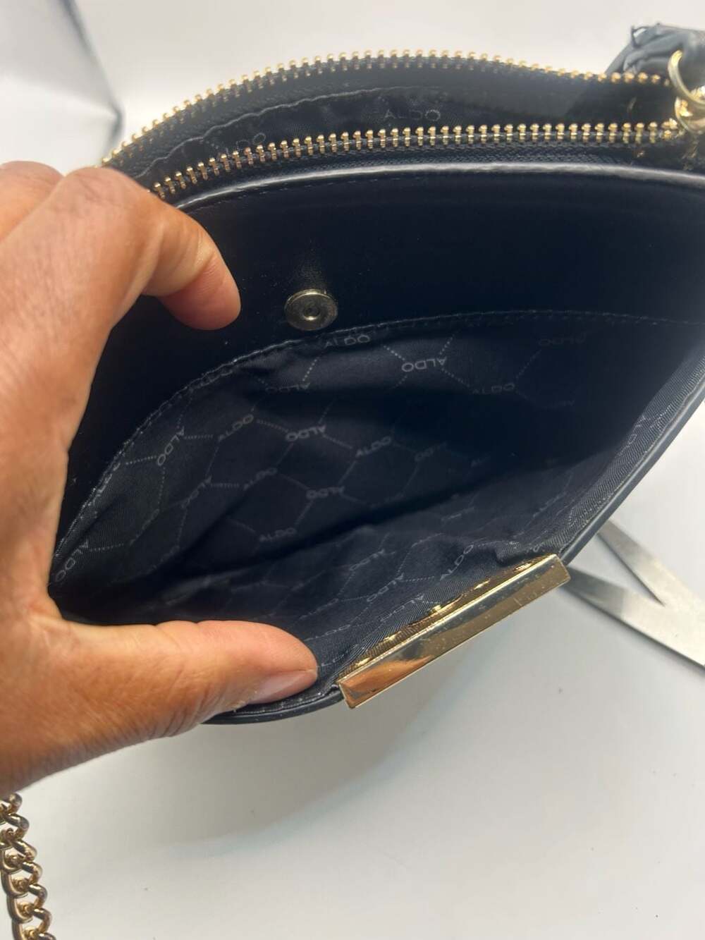 Aldo Black Small Crossbody Bag with Gold-Tone Half-Moon Hardware - Picture 4 of 10